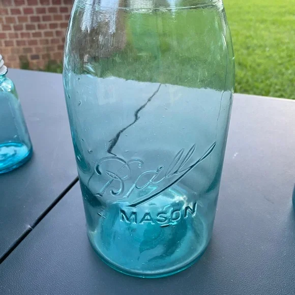 Set of 8 1/2 Gallon Vintage(1910) Ball Glass Jars with Original Zinc Lids